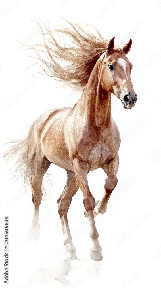 Obraz premium A beautiful horse gallops with grace and power, capturing the essence of freedom and strength, making it an inspiring image of this magnificent creature in motion.