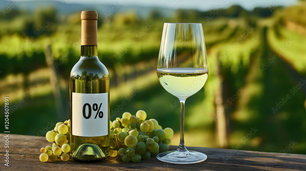 Fototapeta premium Zero Alcohol Wine Label Icon with Natural and Healthy Badge