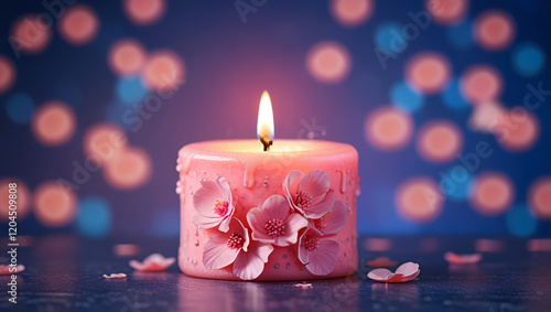 candle illustration for valentine with beautiful background
