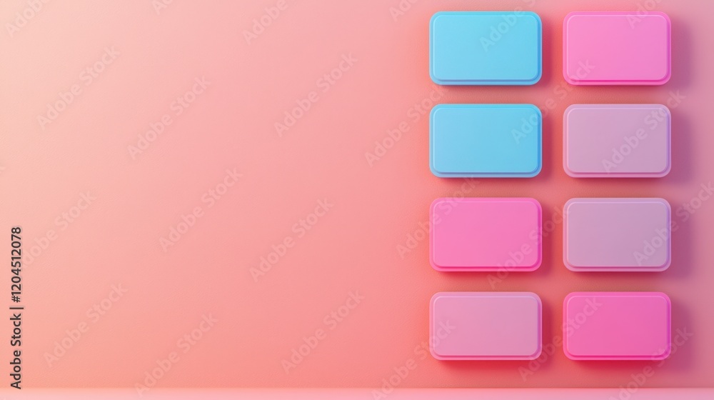 Interface interaction and minimal, Colorful rectangular blocks arranged on a soft gradient background, creating a visually appealing and modern aesthetic. Interface interaction and minimal, Colorful rectangular blocks arranged on a soft gradient background, creating a visually appealing and modern aesthetic.