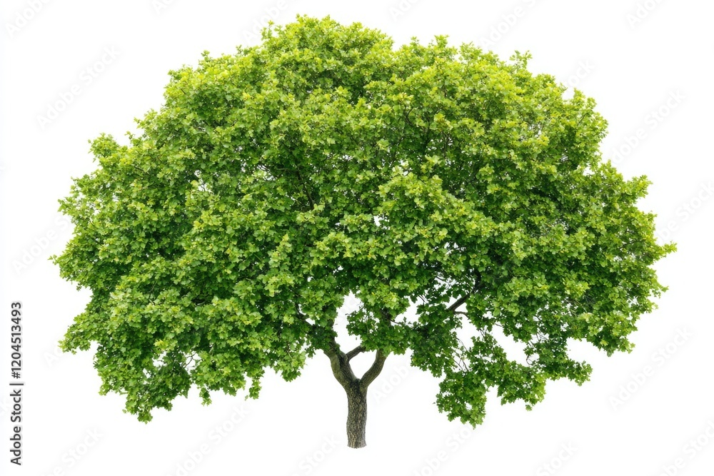 A single tree with lush green leaves against a clean white background, suitable for use in designs related to nature, serenity, and simplicity A single tree with lush green leaves against a clean white background, suitable for use in designs related to nature, serenity, and simplicity