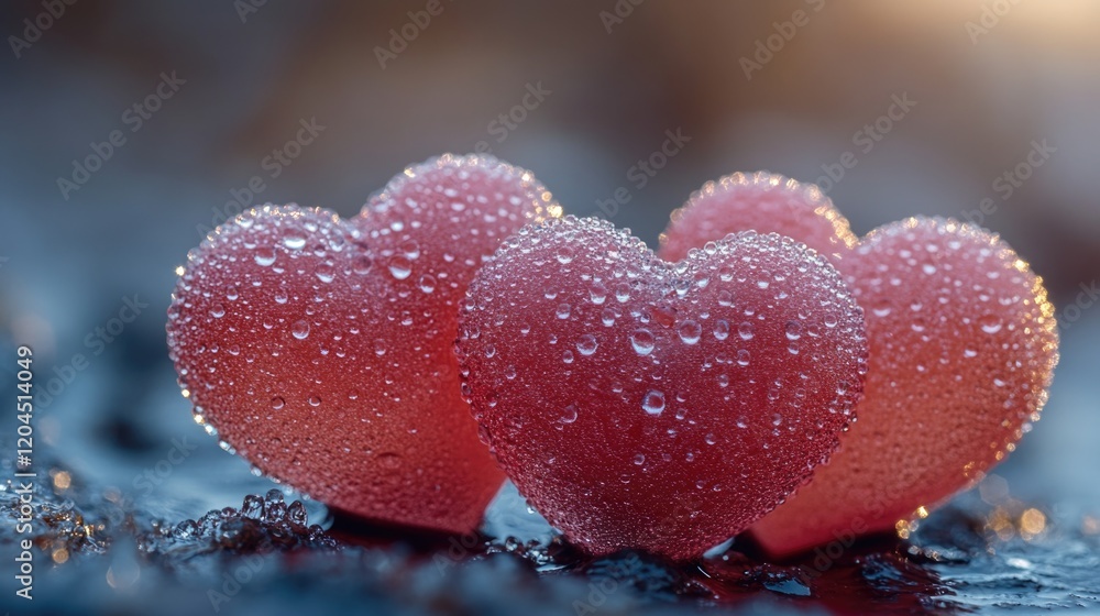 Obraz premium Two heart-shaped candies on a table, perfect for romantic occasions or decorative use