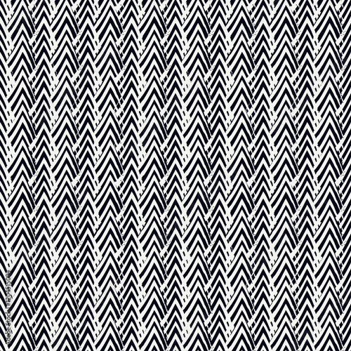 Paint brush zigzag lines. Hand drawn seamless pattern. Jagged stripes motif. Wavy linear ornament. Chevrons image. Striped backdrop. Geometric digital paper. Ethnic textile print. Tribal design