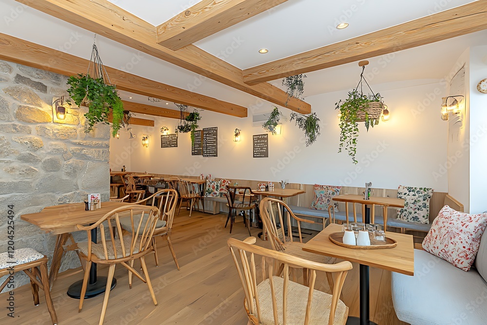 Fototapeta premium Rustic Cafe Interior Design with Natural Light