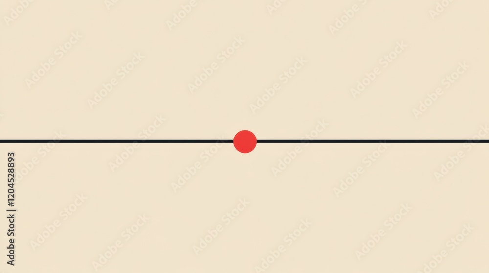 Red dot centered on a horizontal line against a plain background evokes simplicity and balance in design. Generative AI Red dot centered on a horizontal line against a plain background evokes simplicity and balance in design. Generative AI