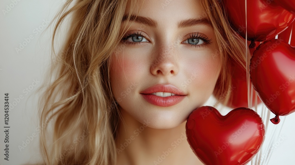 A person holding a bouquet of red heart-shaped balloons, possibly for a romantic occasion or celebration A person holding a bouquet of red heart-shaped balloons, possibly for a romantic occasion or celebration