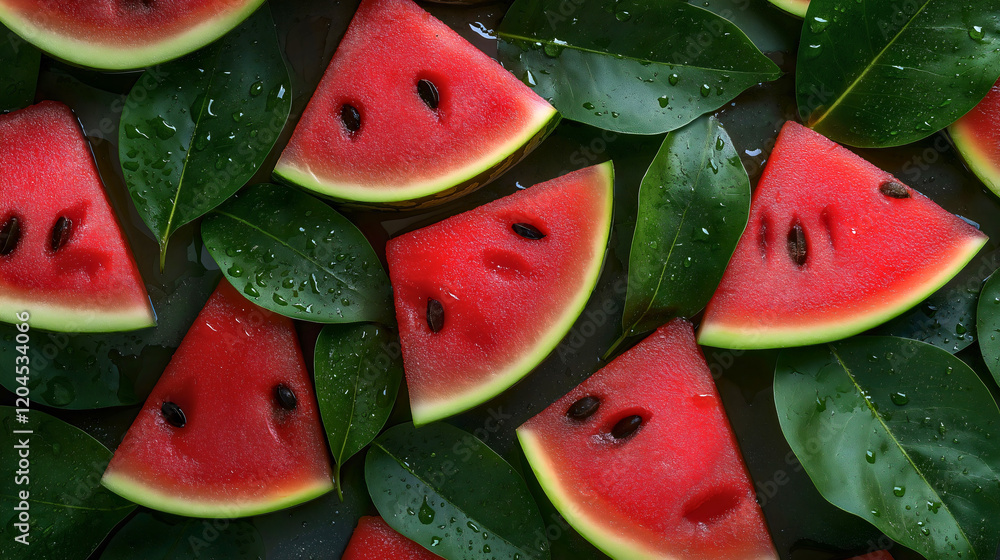 Juicy Watermelon Slice Seamless Background Pattern for Fresh Tropics Juicy Watermelon Slice Seamless Background Pattern for Fresh Tropics