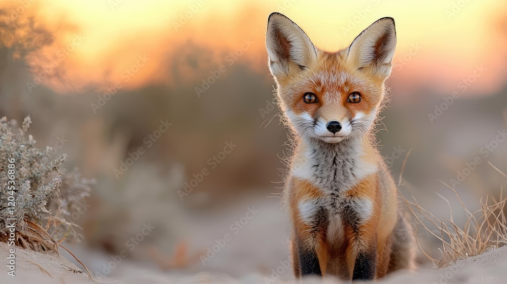 Fototapeta premium Red fox kit sunset desert wildlife nature