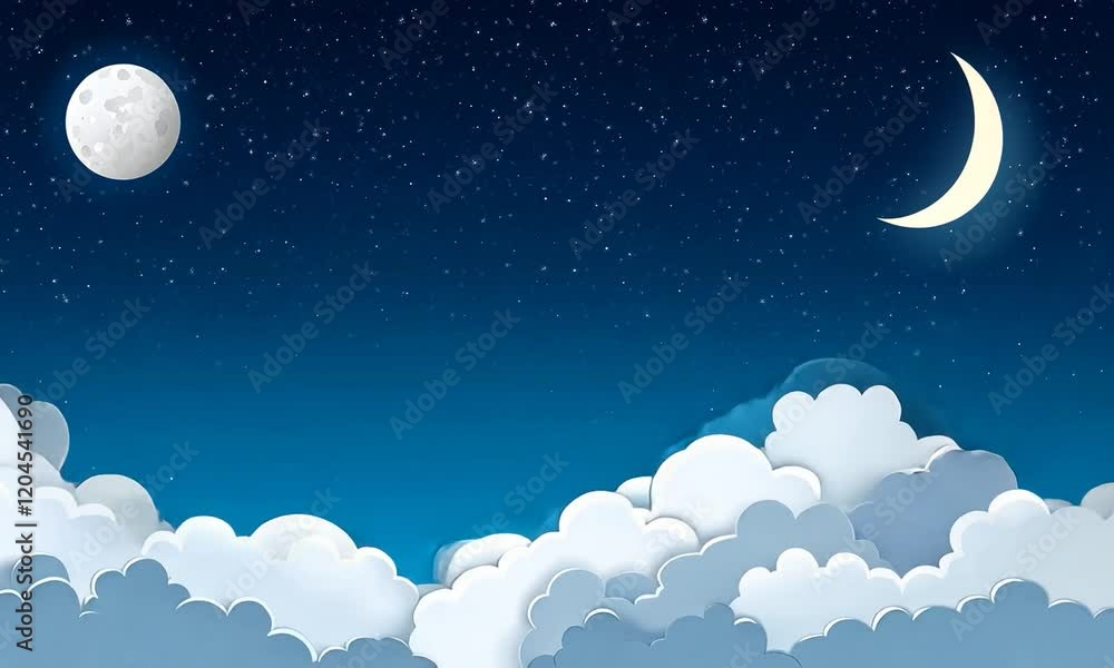 Night Sky with Moon and Clouds Under a Starry Background Night Sky with Moon and Clouds Under a Starry Background