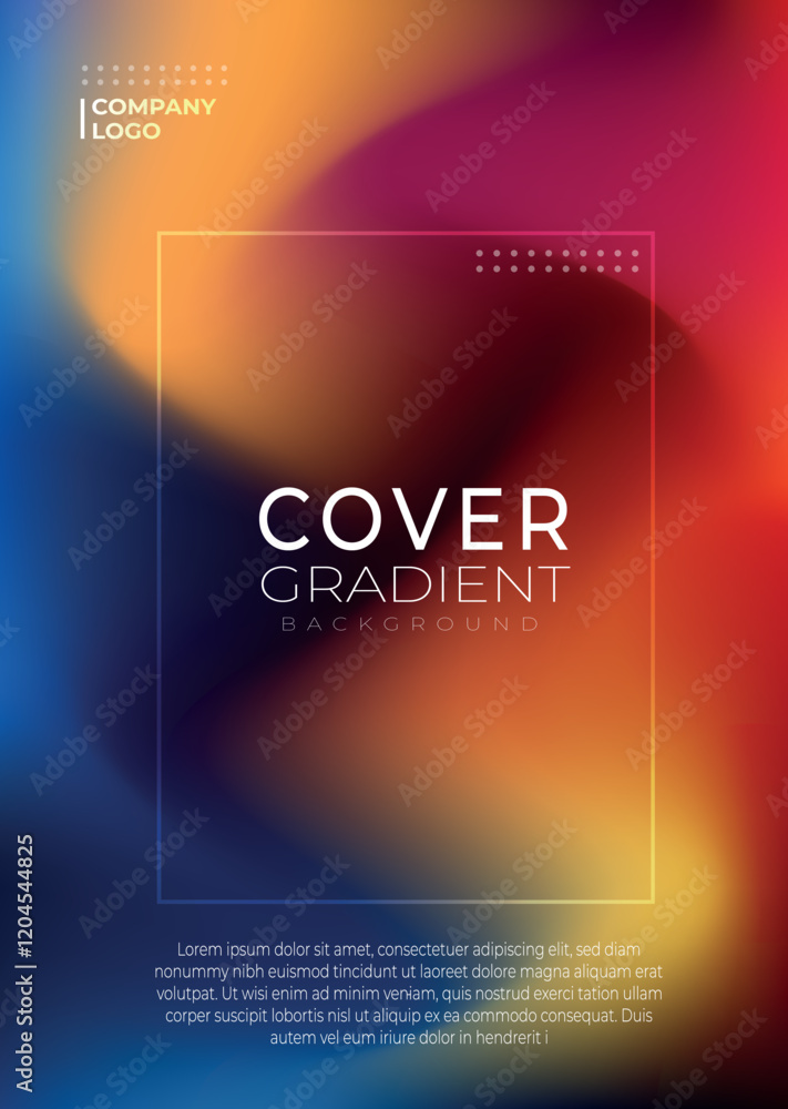 Fototapeta premium Vibrant abstract gradient background with a professional modern layout, featuring smooth color transitions in red, orange, and blue hues, ideal for branding, presentations, and design projects.