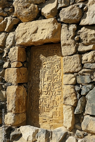 An ancient Greek inscription etched on stone slabs was found in Gortyn (Gortys, Gortyna), Crete, Greece photo