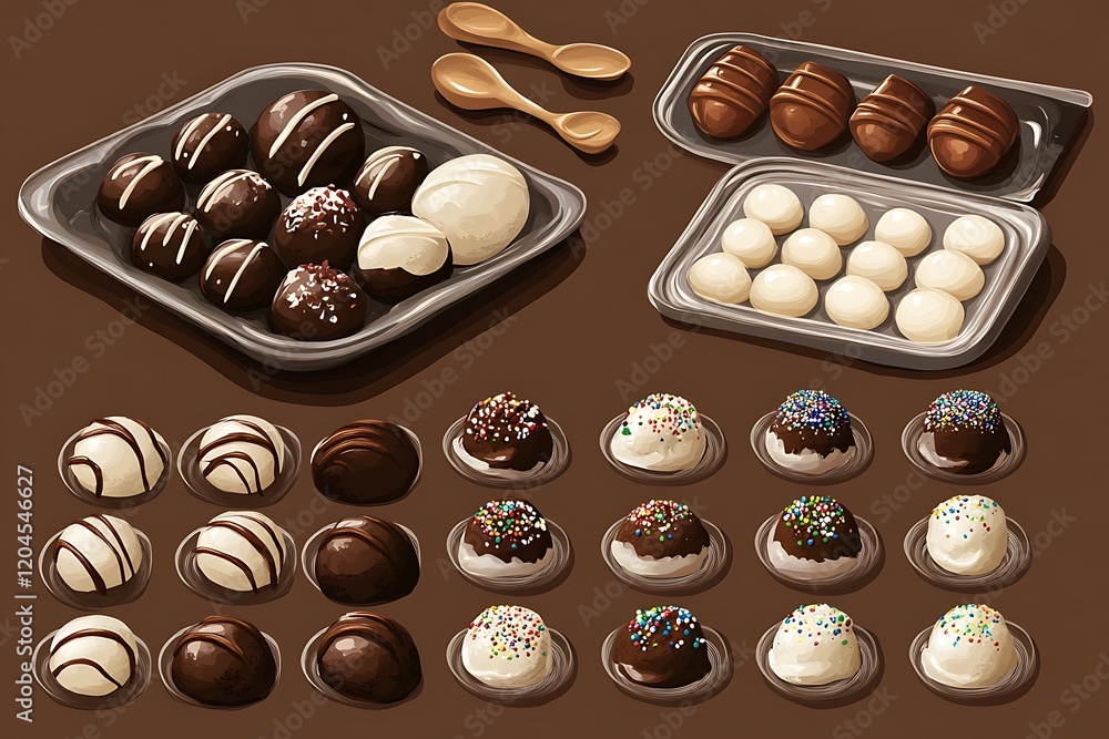 Fototapeta premium Assorted Chocolate Truffles and Sweets