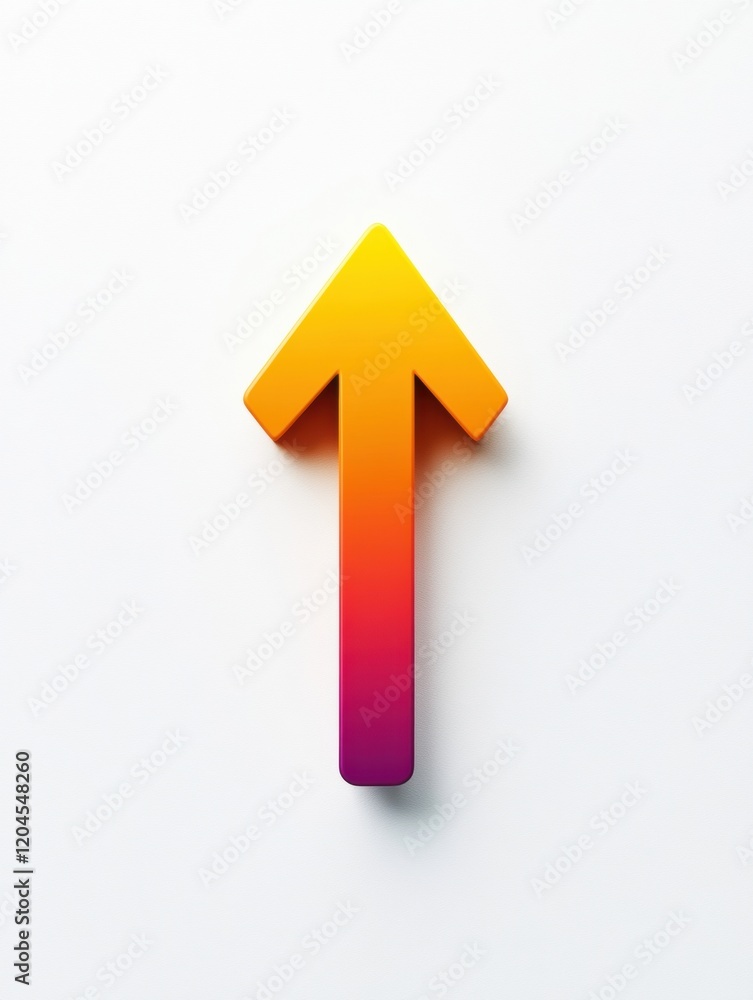 Bright gradient arrow pointing upwards on a clean white surface conveying direction and positivity in design. Generative AI Bright gradient arrow pointing upwards on a clean white surface conveying direction and positivity in design. Generative AI