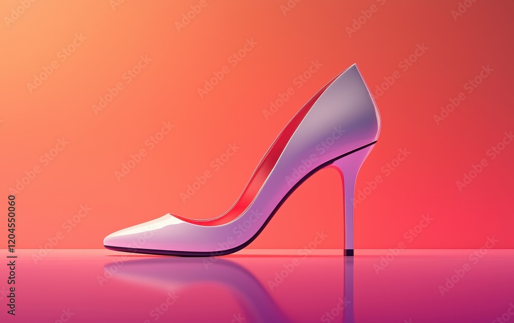 Modern high heel with a minimalist silhouette showcased against a gradient backdrop Modern high heel with a minimalist silhouette showcased against a gradient backdrop