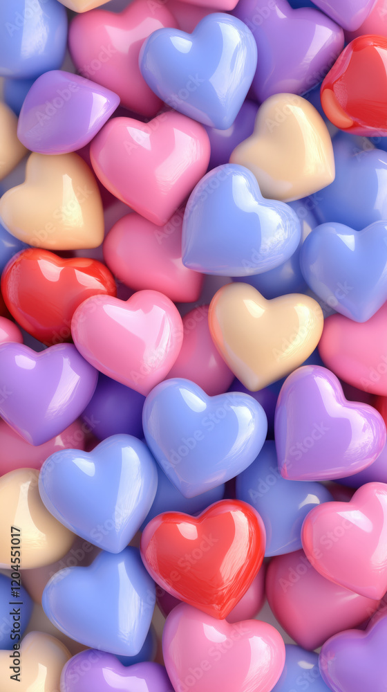 Colorful 3D Hearts Clustered Together, Vibrant and Festive Design for Valentine's Day Celebrations, 3D Hearts Background Colorful 3D Hearts Clustered Together, Vibrant and Festive Design for Valentine's Day Celebrations, 3D Hearts Background