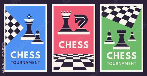 Chess tournament posters set. Illustration about chess tournament