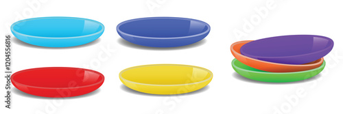 Set Illustration of Colorful Plastic Plates isolated  
