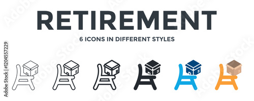 Retirement  Icon In Different Style Vector Illustration. Designed In Thin Line, Regular Line, Bold Line, Glyph, Color Fill, And Flat Style Can Be Used For Web