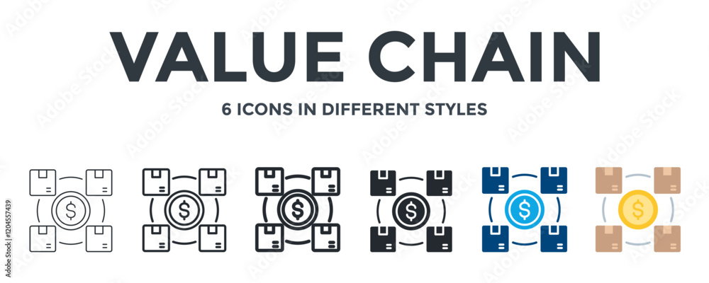 Obraz premium Value Chain Icon In Different Style Vector Illustration. Designed In Thin Line, Regular Line, Bold Line, Glyph, Color Fill, And Flat Style Can Be Used For Web