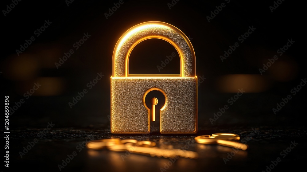 Fototapeta premium Golden Padlock and Keys: Security and Protection
