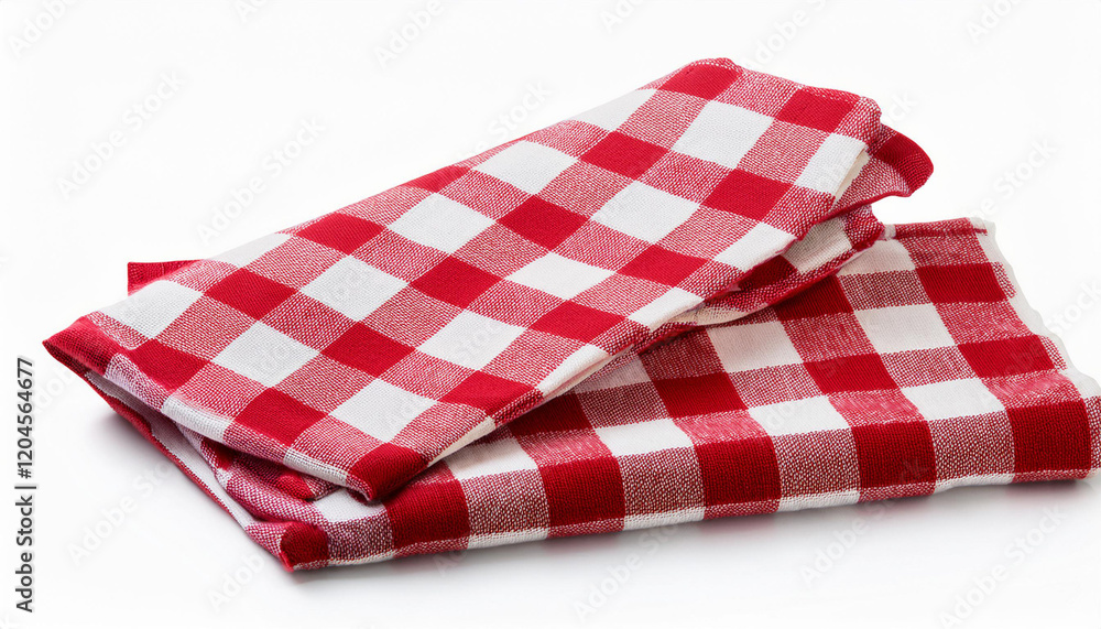 red and white checkered tablecloth on a white isolate background red and white checkered tablecloth on a white isolate background