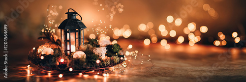 Festive Christmas Lantern Lights Ornaments Cozy Winter Scene