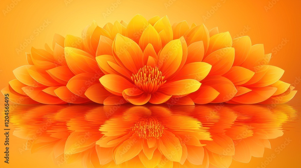 Orange Blossom Reflection: A Serene Water Lily Still Life Orange Blossom Reflection: A Serene Water Lily Still Life