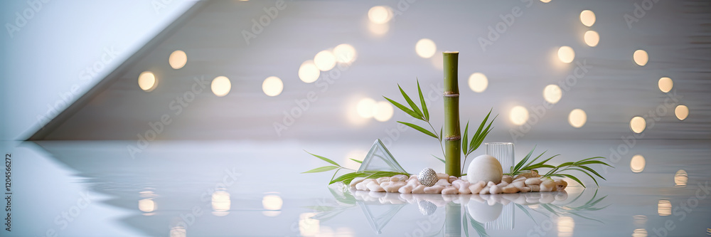 Serene Spa Still Life Zen Stones Bamboo Lights