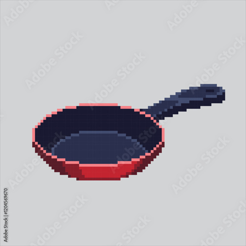 Pixel art illustration Kitchen Pan. Pixelated Chef Pot. Kitchen Chef Pan or Pot Icon pixelated for the pixel art game and icon for website and video game. old school retro.