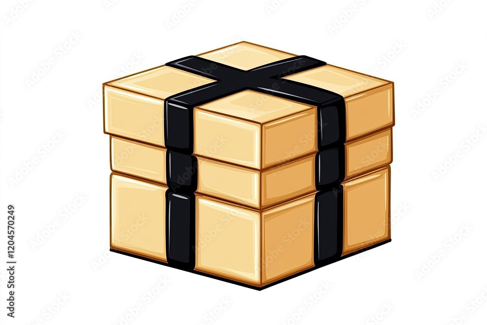 A beautifully wrapped gift box with a black ribbon, symbolizing celebration and surprise A beautifully wrapped gift box with a black ribbon, symbolizing celebration and surprise