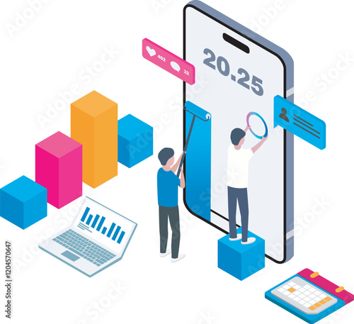 Social Network Modern Flat Design Isometric