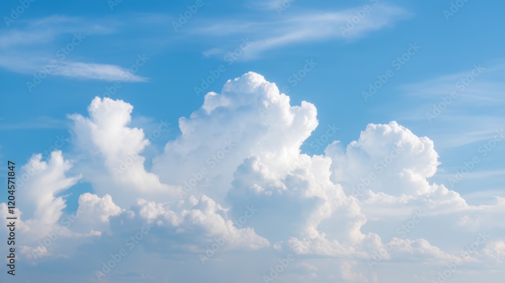 Fluffy white clouds against a bright blue sky create a serene and tranquil atmosphere, inviting relaxation and daydreaming. Fluffy white clouds against a bright blue sky create a serene and tranquil atmosphere, inviting relaxation and daydreaming.