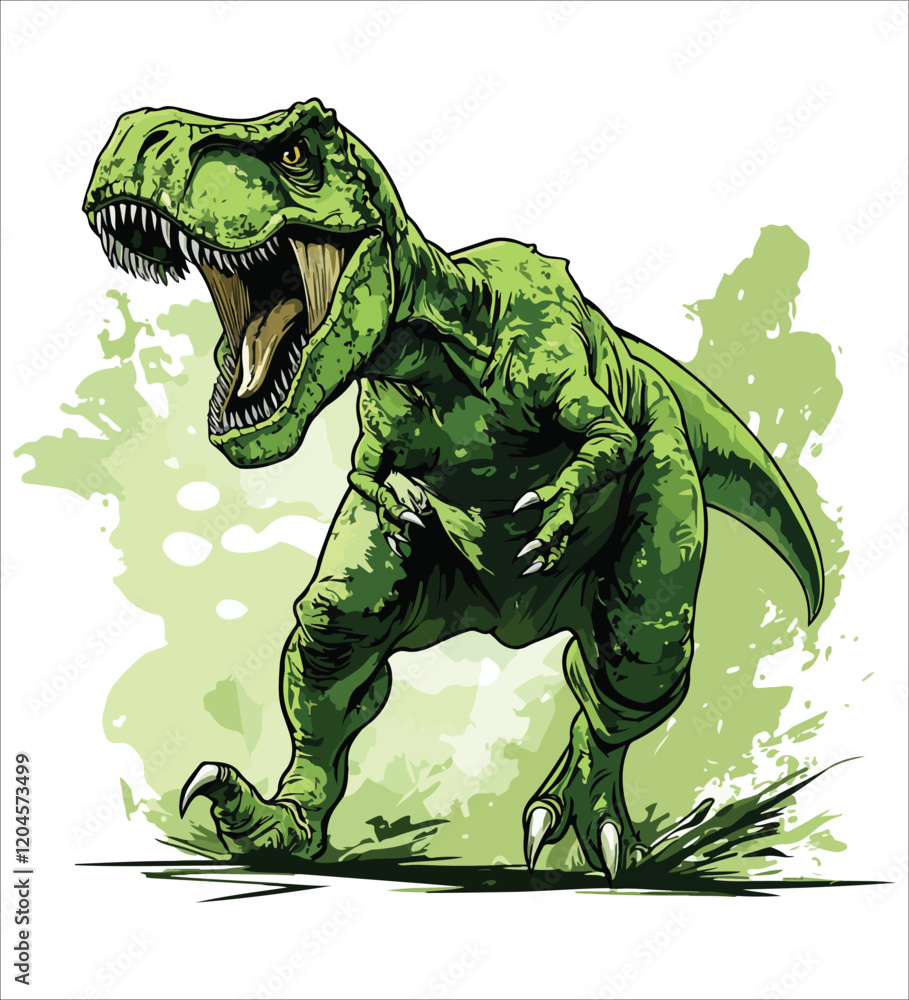 Fototapeta premium Dinosaur illustration with solid color