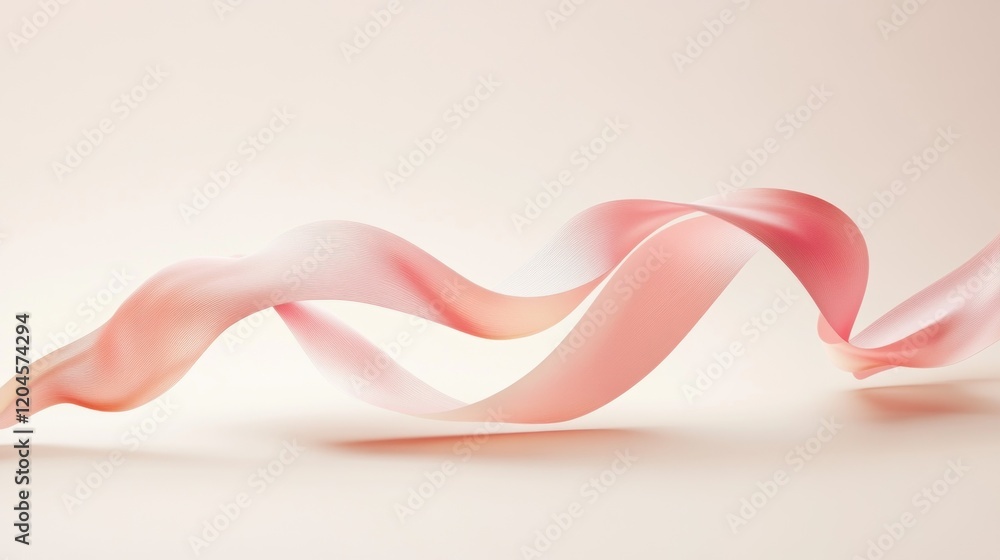 Abstract pink ribbon swirling elegantly on a soft background. Abstract pink ribbon swirling elegantly on a soft background.