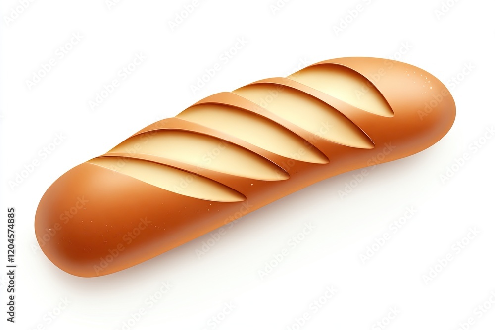 Freshly baked loaf of bread with golden crust, placed on a white background, ideal for culinary use Freshly baked loaf of bread with golden crust, placed on a white background, ideal for culinary use