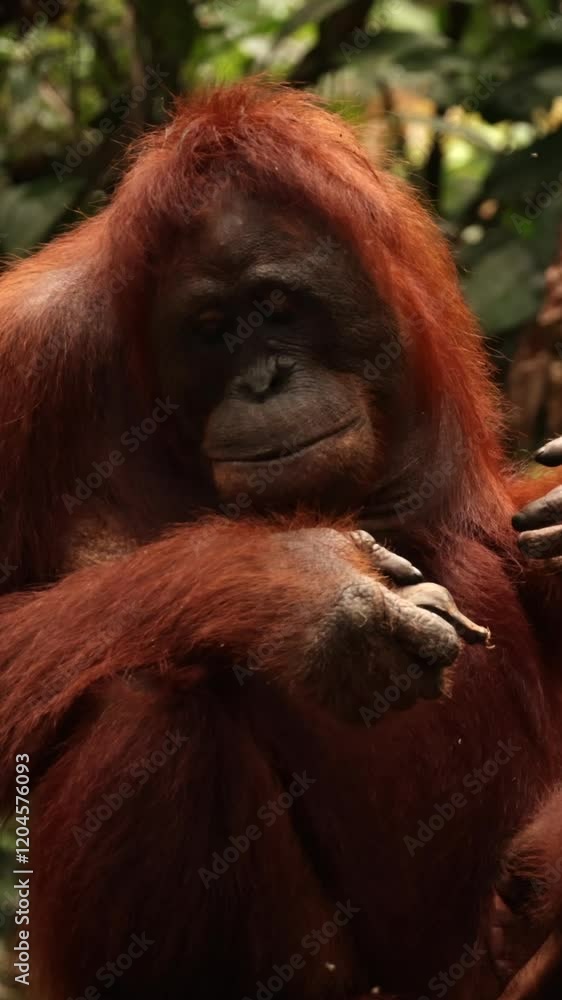 orangutan eating food in rainforest, monkeys, national park, Malaysia, wildlife, primates, jungle, forest, nature, animal, habitat, tropical, environment, outdoor, endangered, ape, rainforest, tree orangutan eating food in rainforest, monkeys, national park, Malaysia, wildlife, primates, jungle, forest, nature, animal, habitat, tropical, environment, outdoor, endangered, ape, rainforest, tree