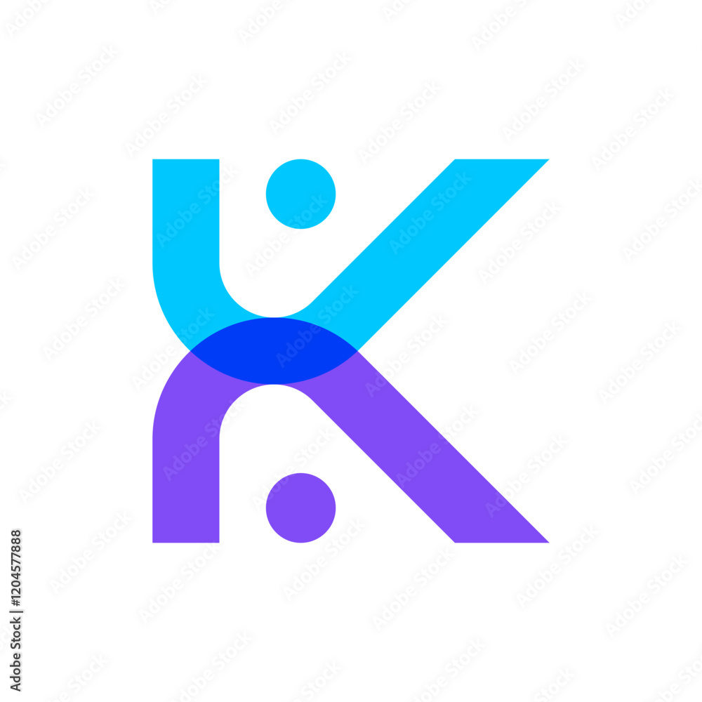 Letter K people overlapping color logo design Letter K people overlapping color logo design
