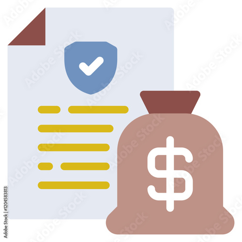 Financial Document with Security Shield and Money Bag Icon