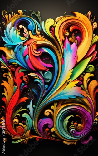 Vibrant 3D Colorful Floral Swirls Abstract Background Design