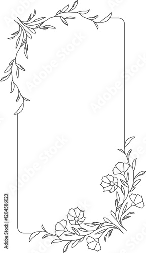 Lined Rectangle Flowers Frame