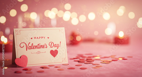 Wallpaper Mural Romantic Valentine s Day Greeting Card with Candles and Confetti Hearts Torontodigital.ca