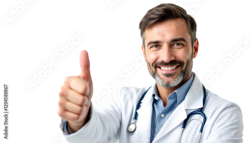 Smiling Doctor Giving Thumbs Up Approving Healthcare
