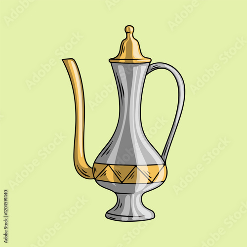 Illustration of Traditional Arabian Coffee Pot