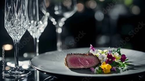 Gourmet Steak Pairing with Elegant Table Setting / エレガントなテーブルセッティングのグルメステーキ