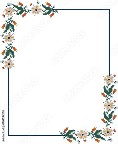 Folk Floral Rectangle Frame