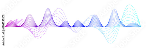 Sound wave. Colorful abstract waveform with gradient lines.