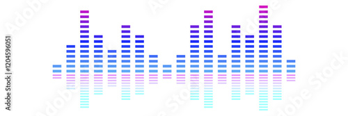 Sound wave icon. Gradient equalizer bars with symmetrical reflection.