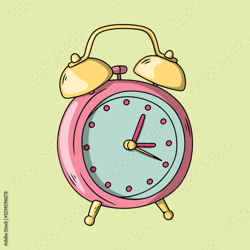 Hand-Drawn Vintage Alarm Clock Illustration