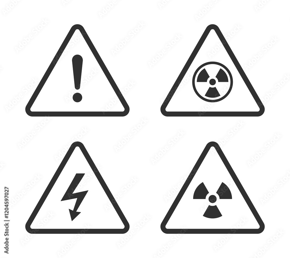 Warning sign set. Flat illustration. White background. Warning sign set. Flat illustration. White background.