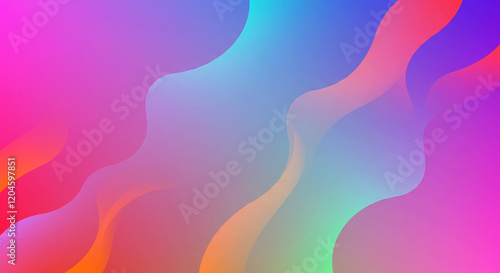 Abstract Colorful Gradient Background with Dynamic Wavy Shapes and Fluid Design
